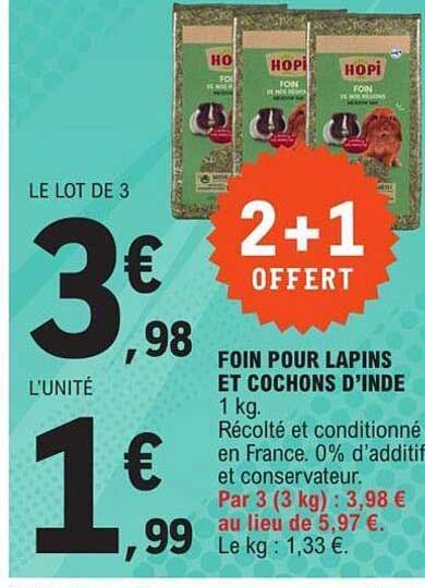 foin pour lapins et cochons d'inde
