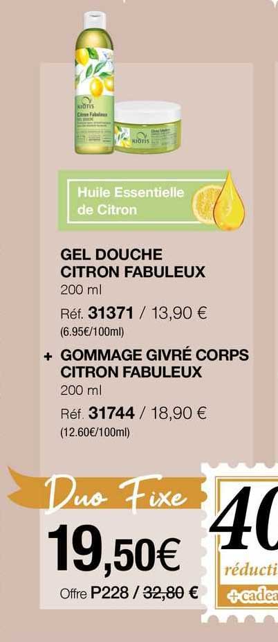 gel douche citron fabuleux + gommage givré corps citron fabuleux