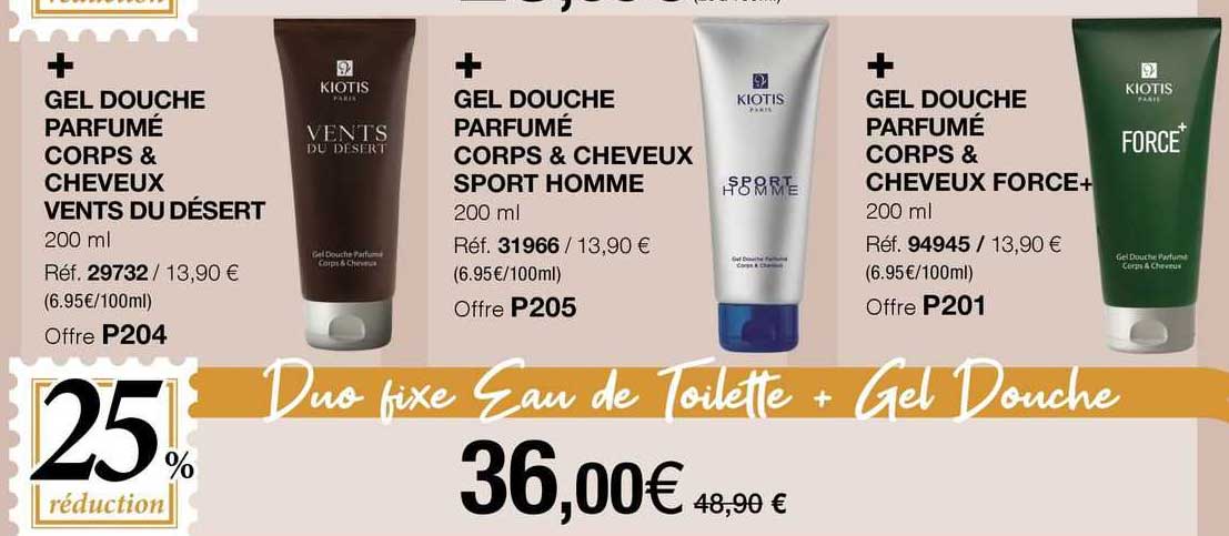 gel douche parfumé corps & cheveux vents du désert + gel douche parfumé corps & cheveux sport homme + gel douche parfumé corps & cheveux force+