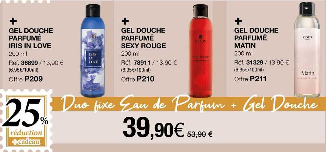 gel douche parfumé iris in love 200 ml, gel douche parfumé sexy rouge 200 ml, gel douche parfumé matin 200 ml