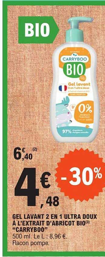 gel lavant 2 en 1 ultra doux à l'extrait d'abricot bio "carryboo"
