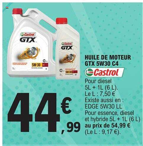 huile de moteur gtx 5w30 c4 castrol