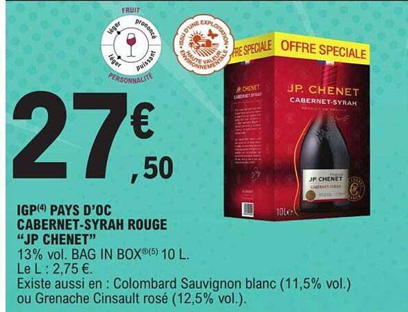 igp pays d'oc cabernet-syrah rouge "jp chenet"