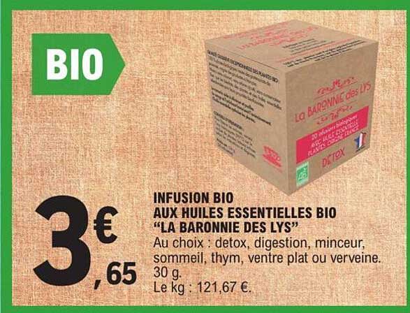 infusion bio aux huiles essentielles bio "la baronnie des lys"