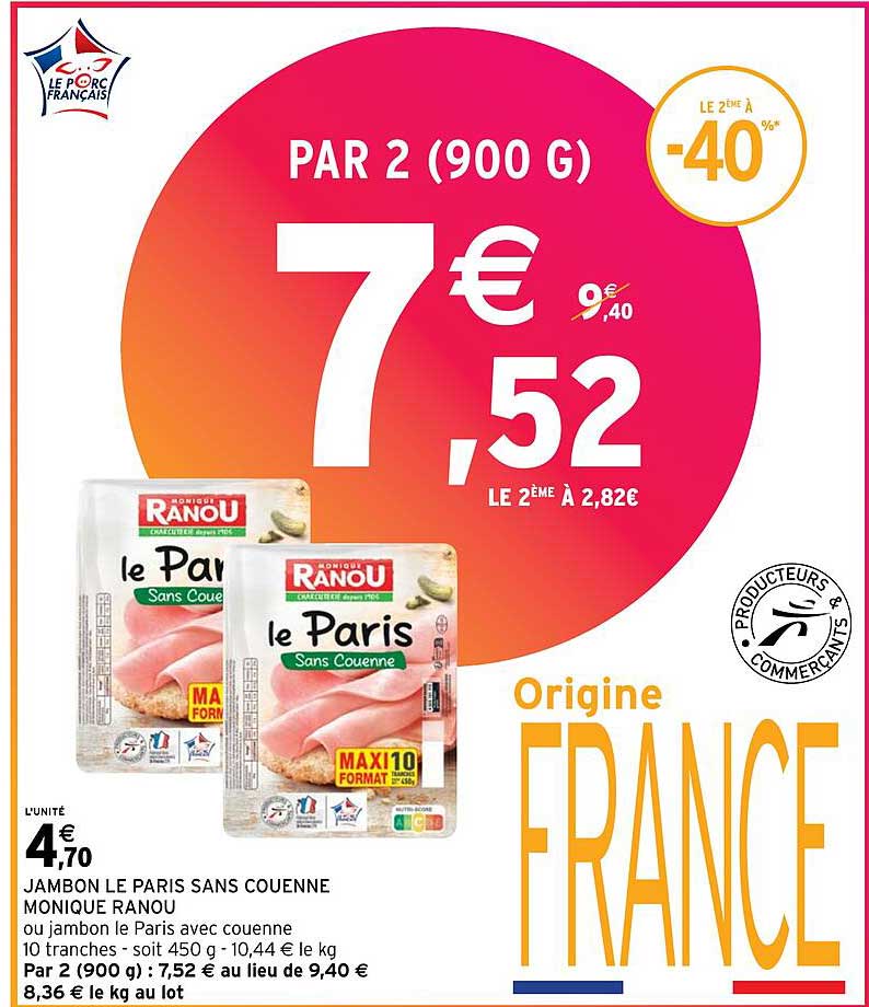 jambon le paris sans couenne monique ranou ou jambon le paris avec couenne 10 tranches