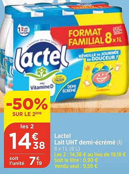 lactel lait uht demi-écrémé