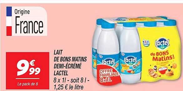 lait de bons matins demi-écrémé lactel
