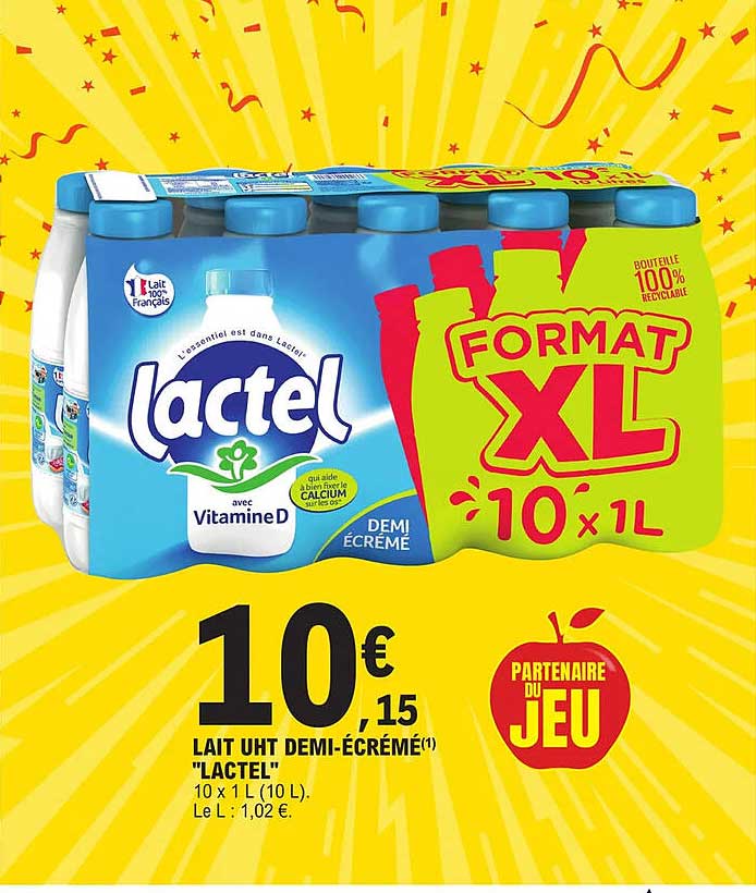lait uht demi-écrémé "lactel"