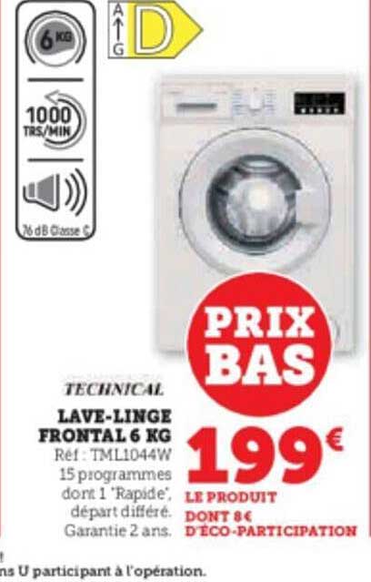 lave-linge frontal 6 kg technical