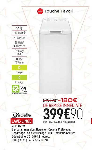 lave-linge vedette