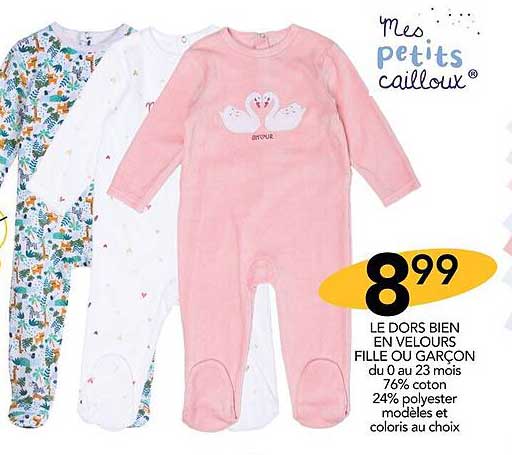 le dors bien en velours fille ou garçon mes petits cailloux