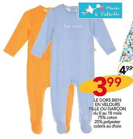 le dors bien en velours fille ou garçon