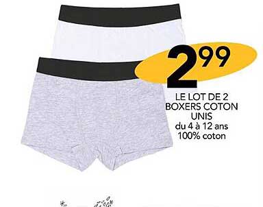 Le Lot De 2 Boxers Coton Unis
