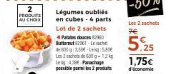 légumes oubliés en cubes - 4 parts