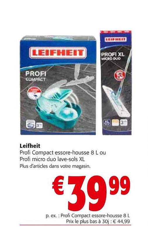 Leifheit Profi Compact Essore-housse 8 L Ou Profi Micro Duo Lave-sols Xl