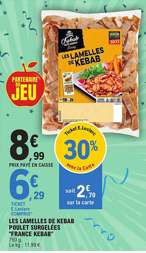 Les Lamelles De Kebab Poulet Surgelées "france Kebab"