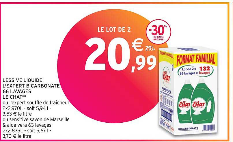 lessive liquide l'expert bicarbonate 66 lavages le chat