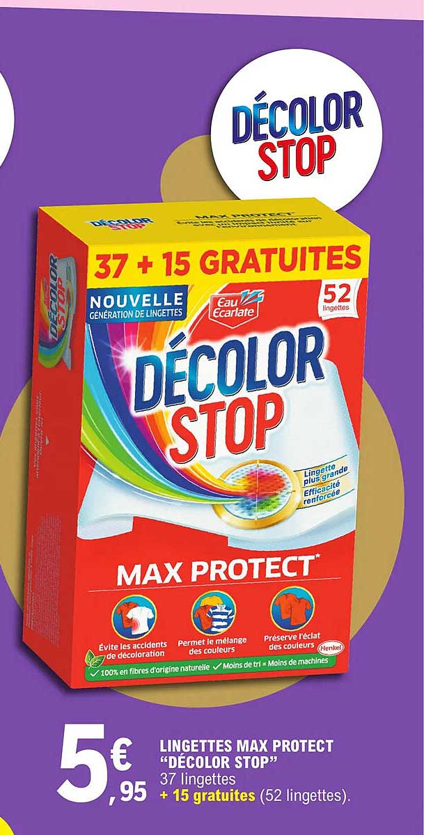 lingettes max protect "décolor stop"