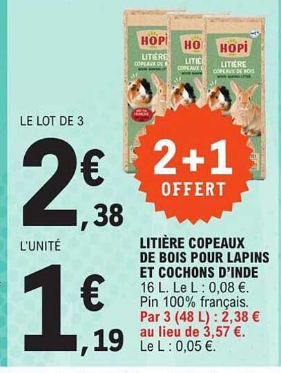 litière copeaux de bois pour lapins et cochons d'inde