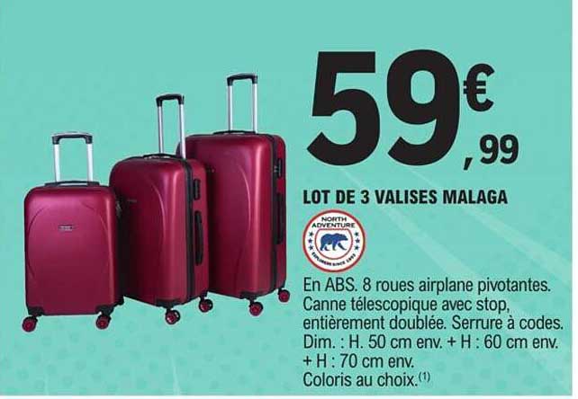 lot de 3 valises malaga