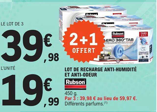 lot de recharge anti-humidité et anti-odeur rubson