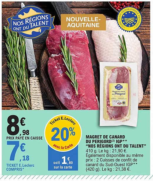 magret de canard du perigord igp "nos régions ont du talent"