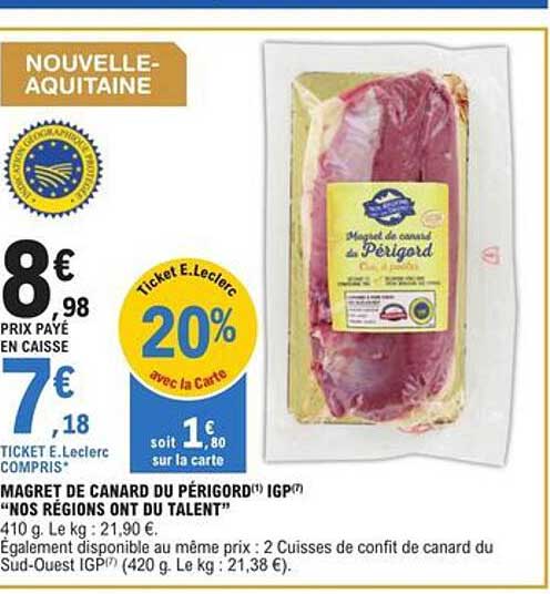 magret de canard du périgord igp "nos régions ont du talent"