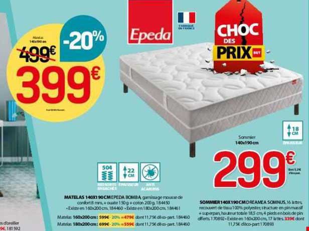 matelas 140 x 190 cm epeda bomba, sommier 140 x 190 cm dreaméa somnus