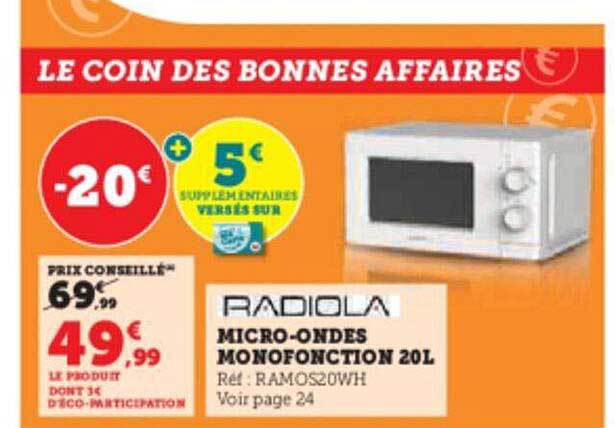 micro-ondes monofonction 20 l radiola