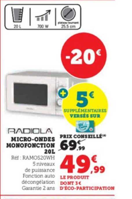 Micro-ondes Monofonction 20 L Radiola