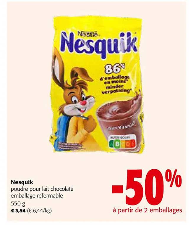 nesquik poudre pour lait chocolate emballage refermable