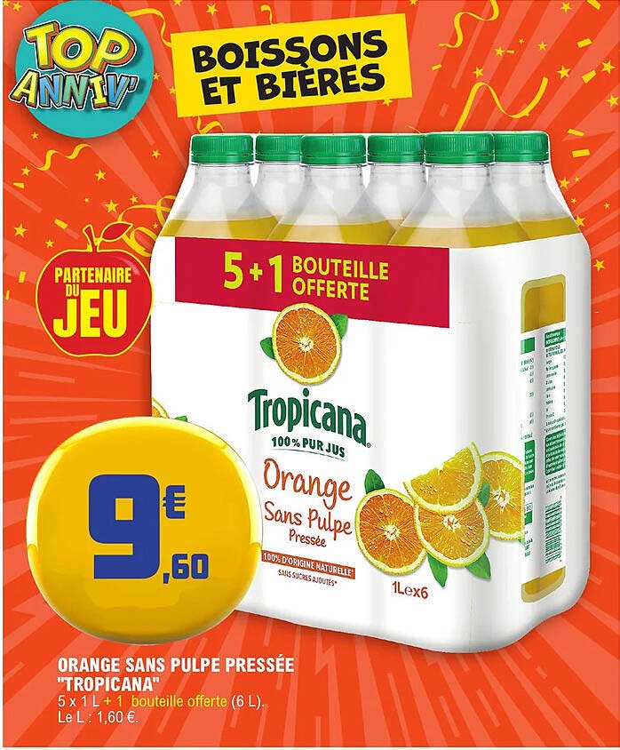 orange sans pulpe pressée "tropicana"
