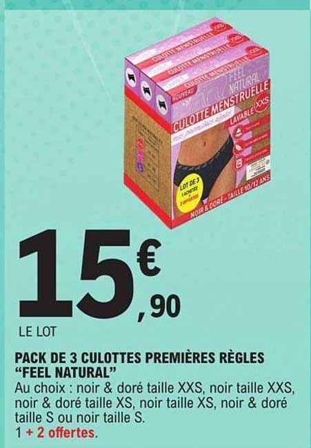 pack de 3 culottes premières règles "feel natural"