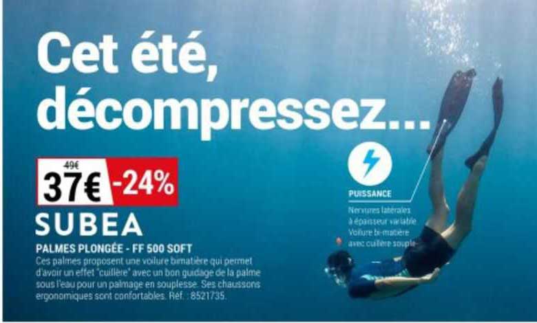 palmes plongée - ff 500 soft subea