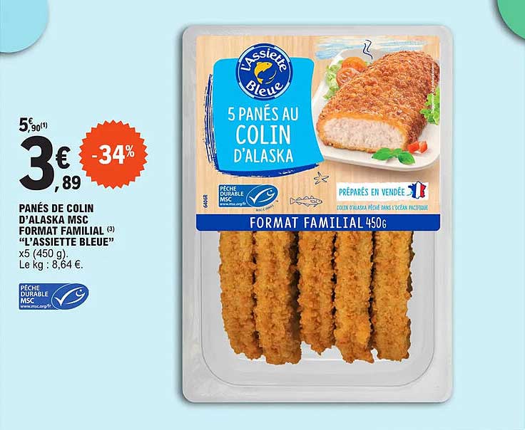 panés de colin d'alaska msc format familial  "l'assiette bleue"