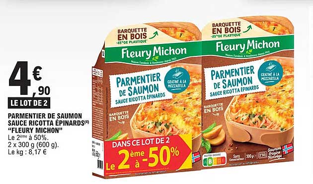 Parmentier De Saumon Sauce Ricotta épinards "fleury Michon"