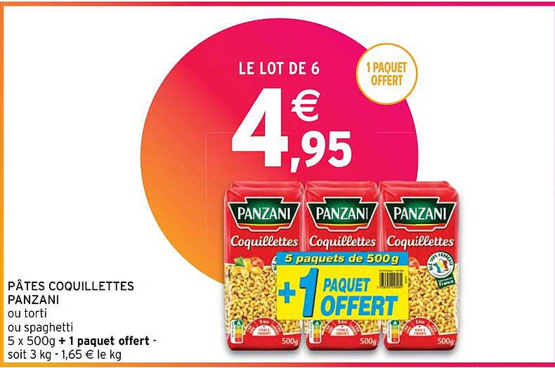 Pâtes Coquillettes Panzani Ou Torti Ou Spaghetti