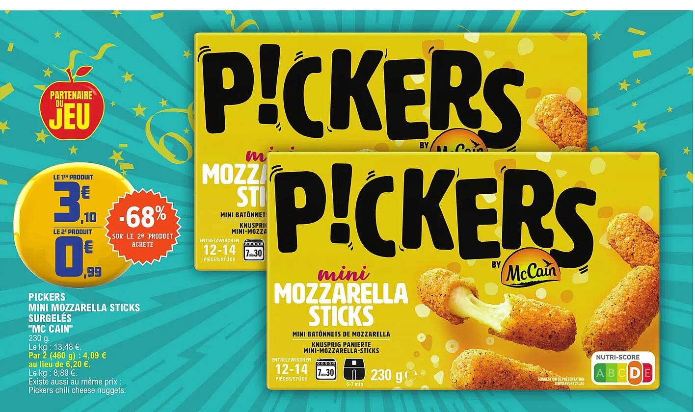 pickers mini mozzarella sticks surgelés "mc cain"