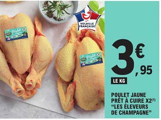 poulet jaune prêt à cuire x 2 "les éleveurs de champagne"