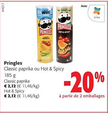pringles classic paprika ou hot & spicy