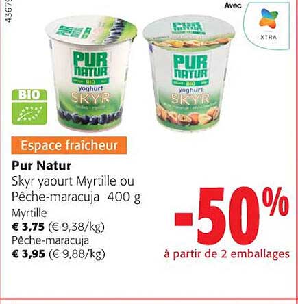 Pur Natur Skyr Yaourt Myrtille Ou Pêche-maracuja
