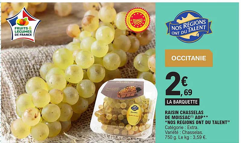 raisin chasselas de moissac aop "nos regions ont du talent"