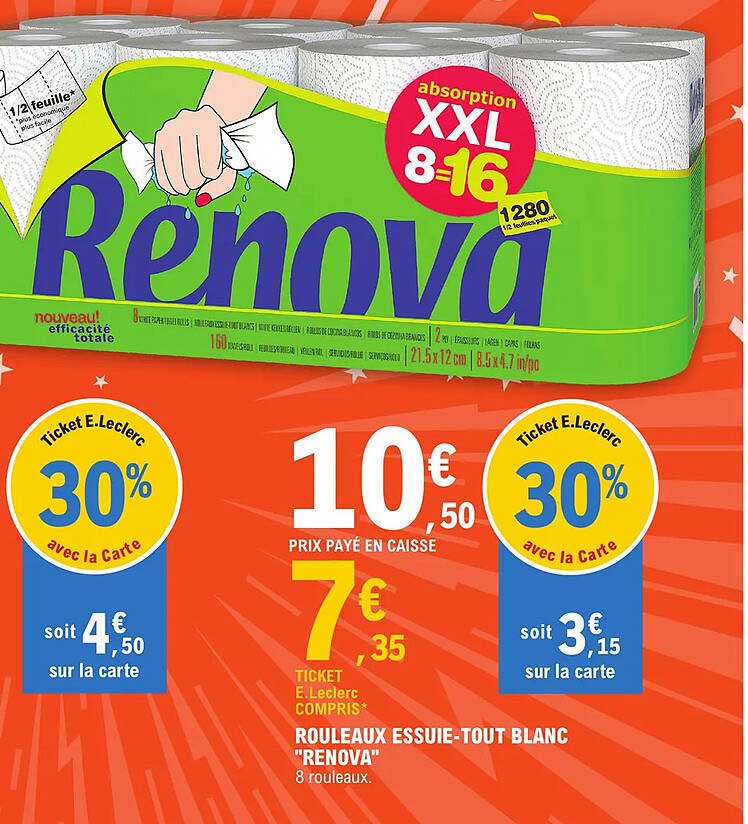 rouleaux essuie-tout blanc "renova"