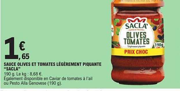 sauce olives et tomates légèrement piquante "sacla"