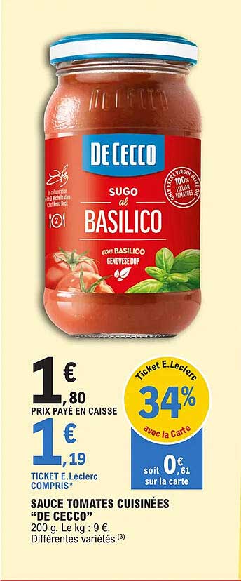 sauce tomates cuisinées " de cecco"