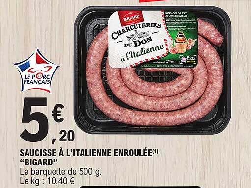 saucisse à l'italienne enroulée "bigard"