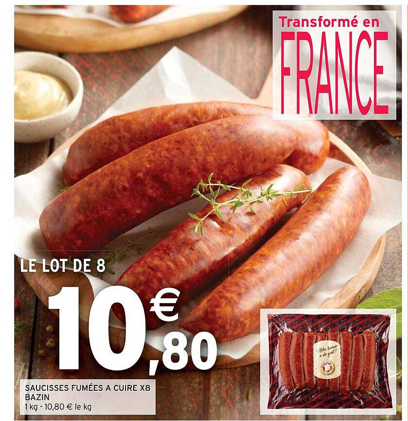 saucisses fumées à cuire x8 bazin