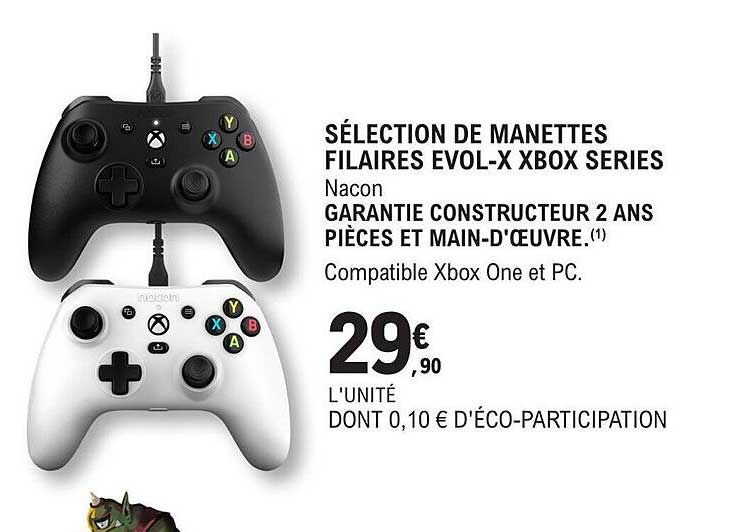 sélection de manettes filaires evol-x xbox séries