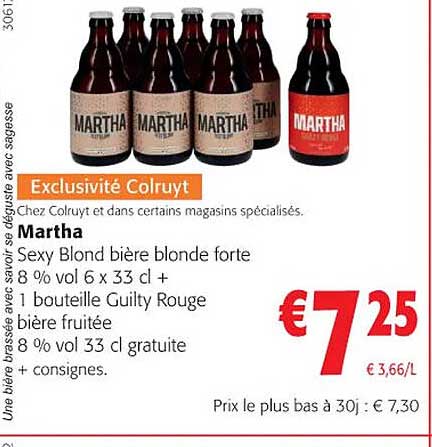 sexy blond bière blonde forte 8% vol + 1 bouteille guilty rouge bière fruitée 8% vol martha