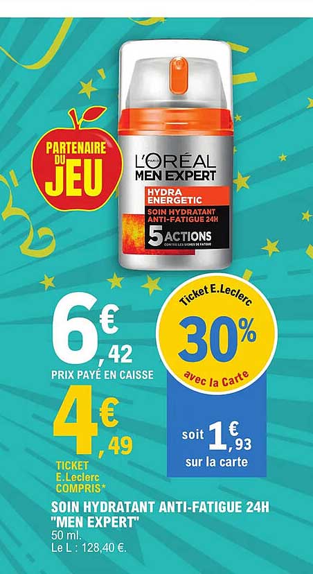 soin hydratant anti-fatigue 24h "men expert"